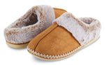 Load image into Gallery viewer, Womens Soft Classic Aztec Trim Indoor/Outdoor Two-Tone Faux Fur Clog Slipper - Chestnut
