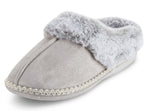 Load image into Gallery viewer, Womens Soft Classic Aztec Trim Indoor/Outdoor Two-Tone Faux Fur Clog Slipper - Grey
