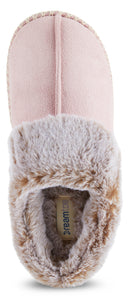 Womens Soft Classic Aztec Trim Indoor/Outdoor Two-Tone Faux Fur Clog Slipper - Pink