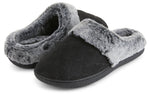 Load image into Gallery viewer, Womens Soft Quilted Indoor/Outdoor Two-Tone Faux Fur Clog Slipper -Black
