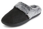 Load image into Gallery viewer, Womens Soft Quilted Indoor/Outdoor Two-Tone Faux Fur Clog Slipper -Black
