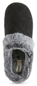 Load image into Gallery viewer, Womens Soft Quilted Indoor/Outdoor Two-Tone Faux Fur Clog Slipper -Black
