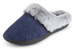 Load image into Gallery viewer, Womens Soft Quilted Indoor/Outdoor Two-Tone Faux Fur Clog Slipper - Navy
