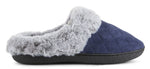 Load image into Gallery viewer, Womens Soft Quilted Indoor/Outdoor Two-Tone Faux Fur Clog Slipper - Navy
