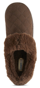 Womens Soft Quilted Indoor/Outdoor Two-Tone Faux Fur Clog Slipper - Brown