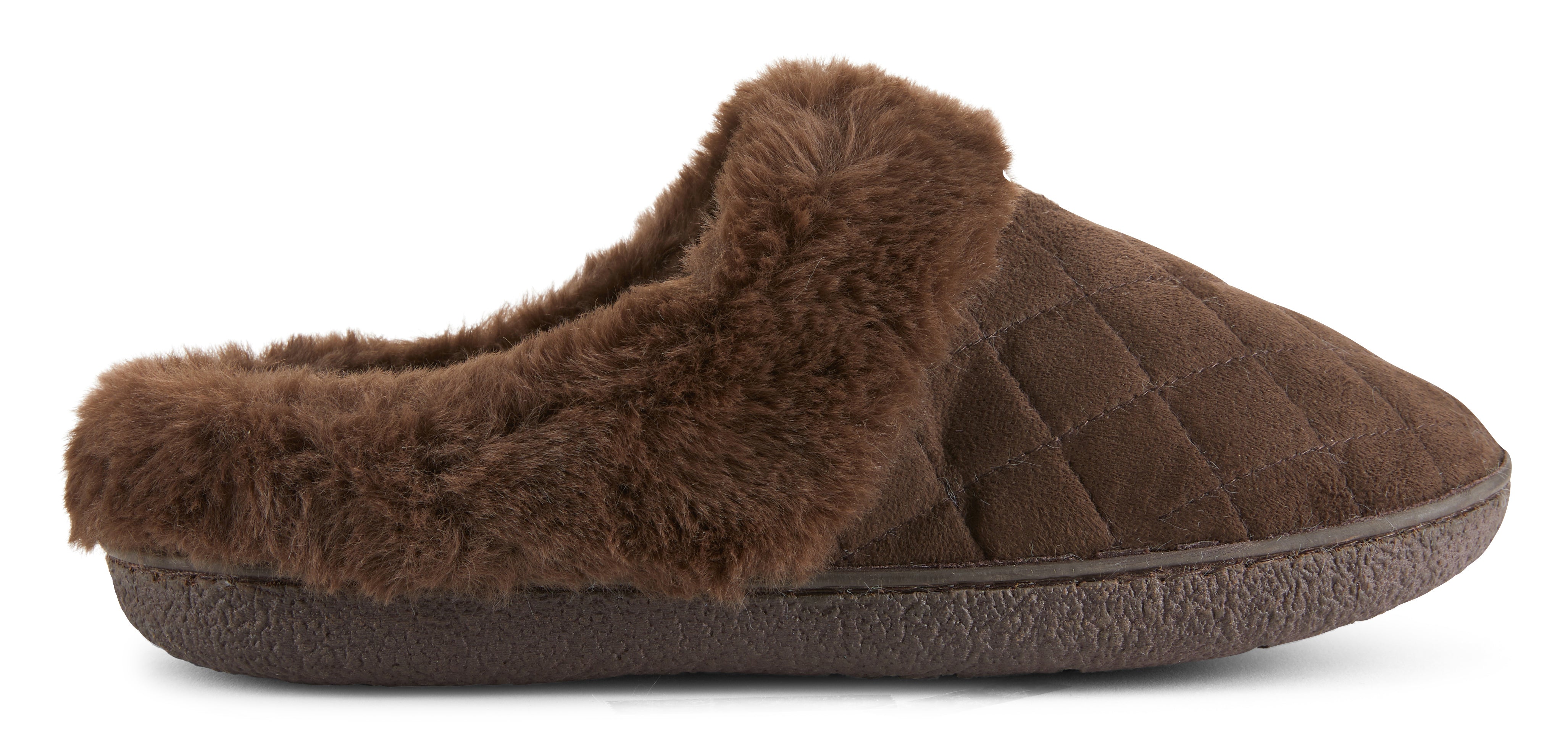 Womens Soft Quilted Indoor/Outdoor Two-Tone Faux Fur Clog Slipper - Brown