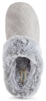 Load image into Gallery viewer, Womens Soft Quilted Indoor/Outdoor Two-Tone Faux Fur Clog Slipper - Grey
