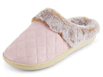 Load image into Gallery viewer, Womens Soft Quilted Indoor/Outdoor Two-Tone Faux Fur Clog Slipper - Pink
