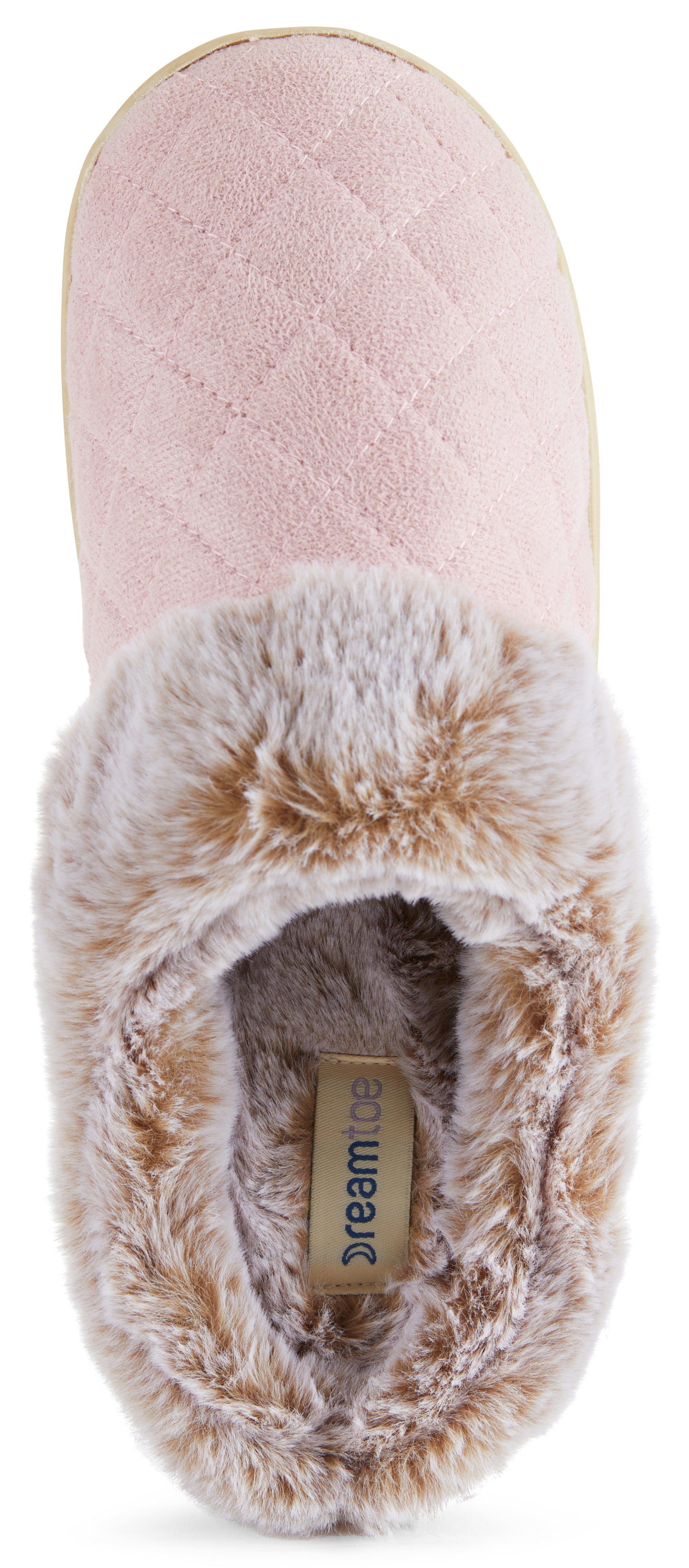 Womens Soft Quilted Indoor/Outdoor Two-Tone Faux Fur Clog Slipper - Pink