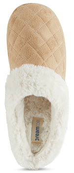 Load image into Gallery viewer, Womens Soft Quilted Indoor/Outdoor Two-Tone Faux Fur Clog Slipper - Beige
