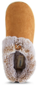 Womens Soft Classic Indoor/Outdoor Two-Tone Faux Fur Clog Slipper - Chestnut