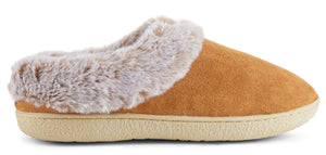 Womens Soft Classic Indoor/Outdoor Two-Tone Faux Fur Clog Slipper - Chestnut