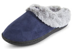 Load image into Gallery viewer, Womens Soft Classic Indoor/Outdoor Two-Tone Faux Fur Clog Slipper - Navy
