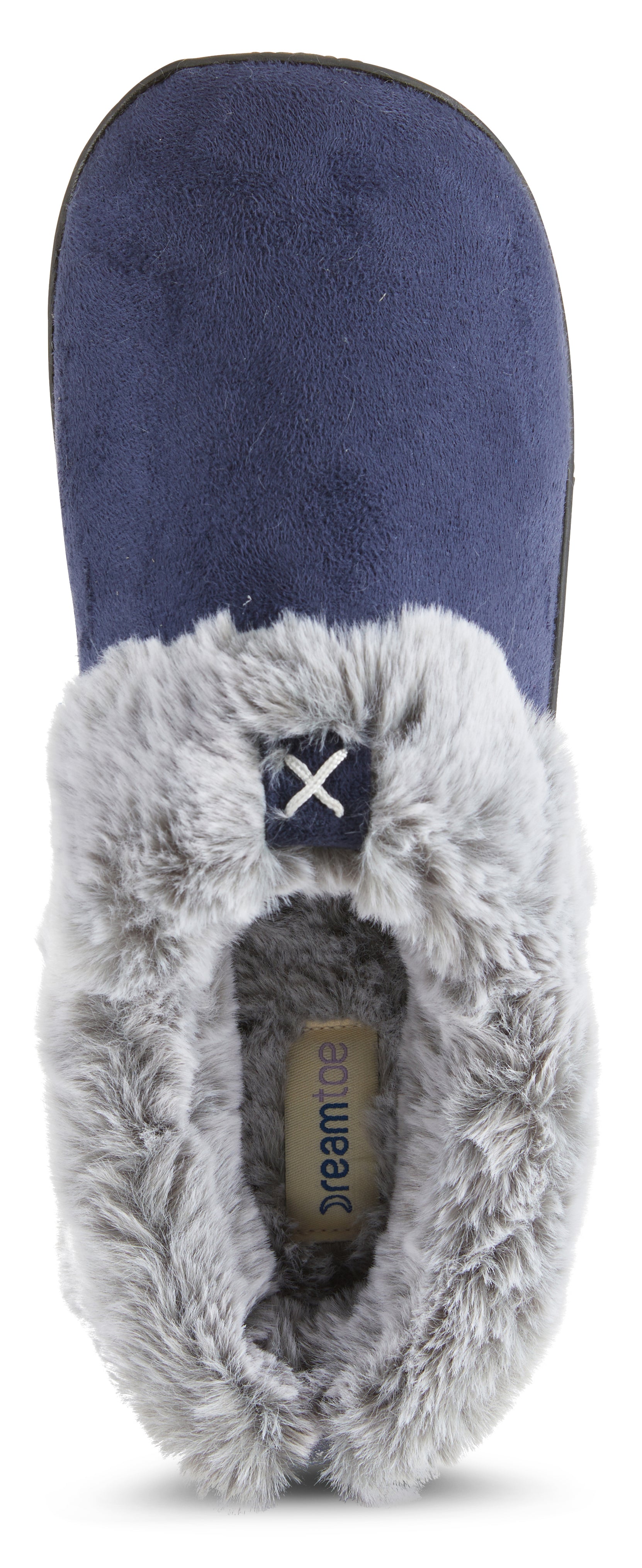 Womens Soft Classic Indoor/Outdoor Two-Tone Faux Fur Clog Slipper - Navy