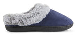 Load image into Gallery viewer, Womens Soft Classic Indoor/Outdoor Two-Tone Faux Fur Clog Slipper - Navy
