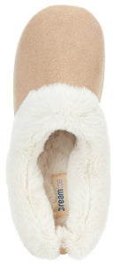 Womens Soft Classic Indoor/Outdoor Two-Tone Faux Fur Clog Slipper - Beige