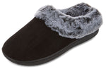 Load image into Gallery viewer, Womens Soft Classic Indoor/Outdoor Two-Tone Faux Fur Clog Slipper - Black
